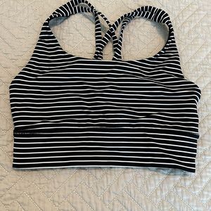Lululemon Black/ White Striped Energy Bra- Size 4